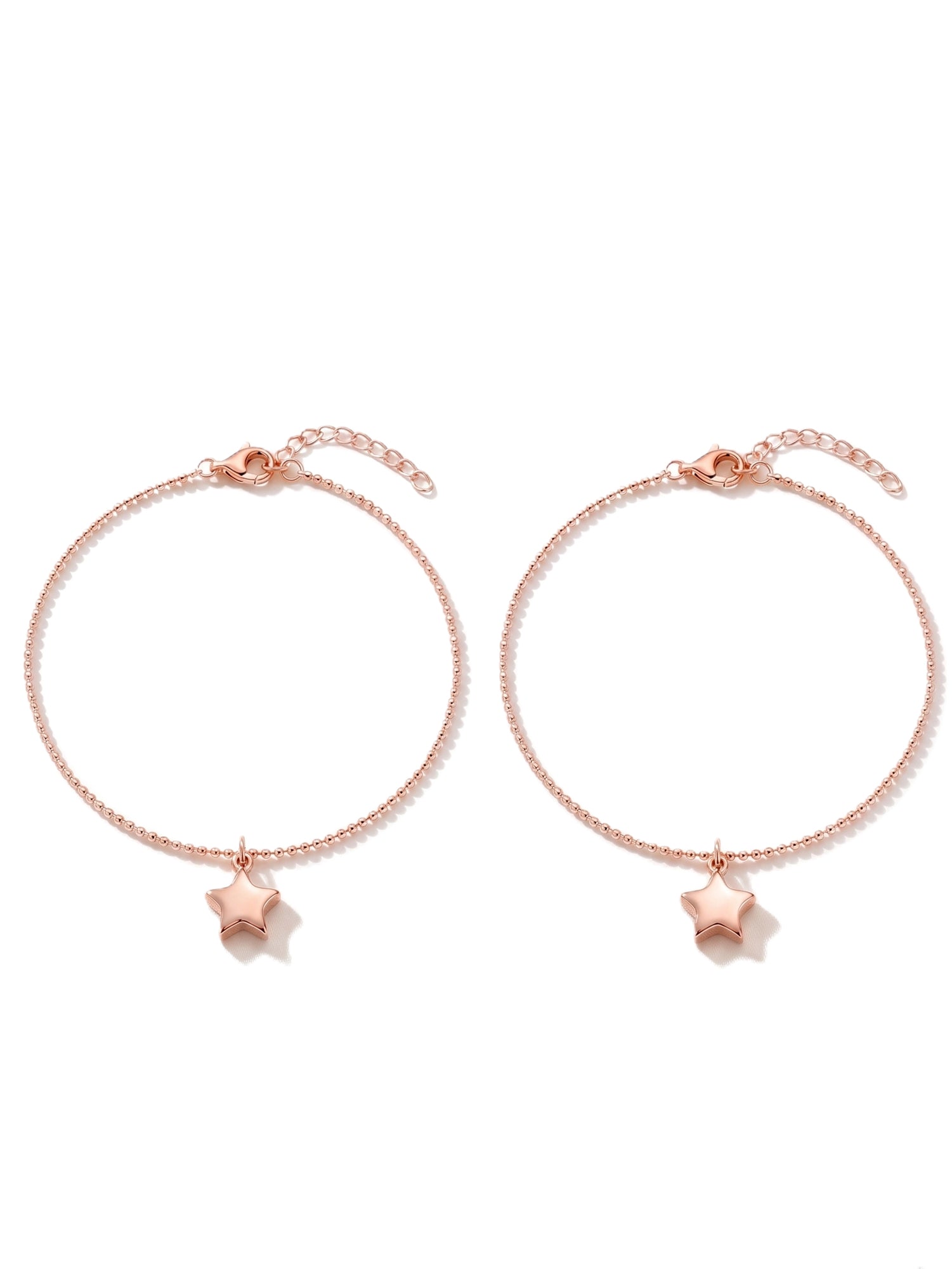 Roseate Celestial Star Charm Bead Anklet Pair