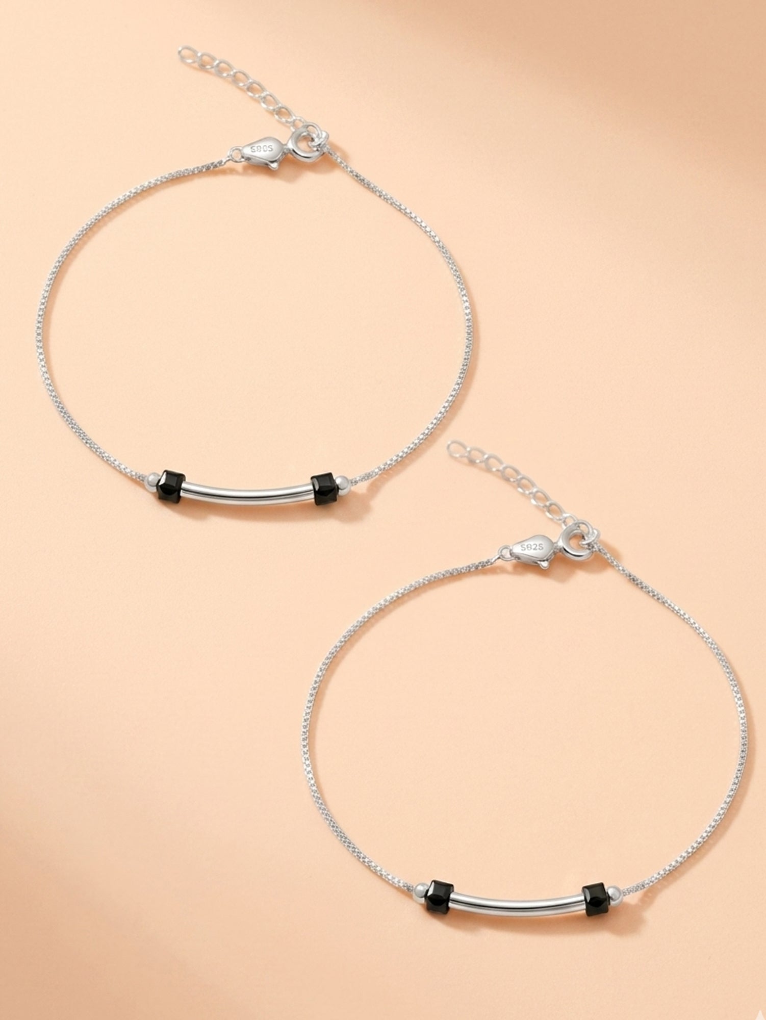 Celestial Arc Box Chain Anklet Pair