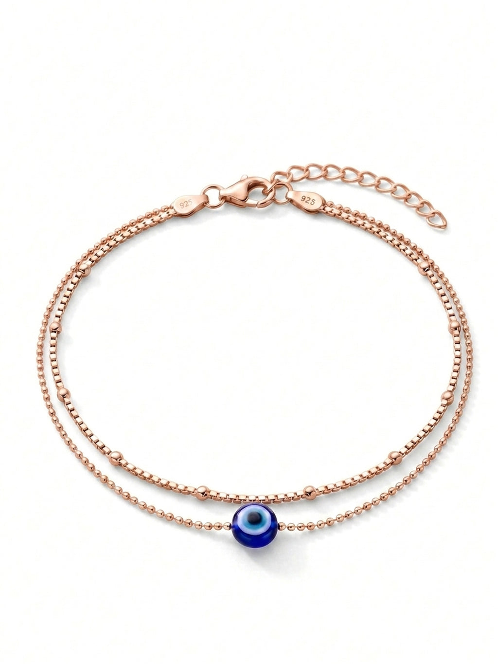 Roseate Evil Eye Double Chain Anklet