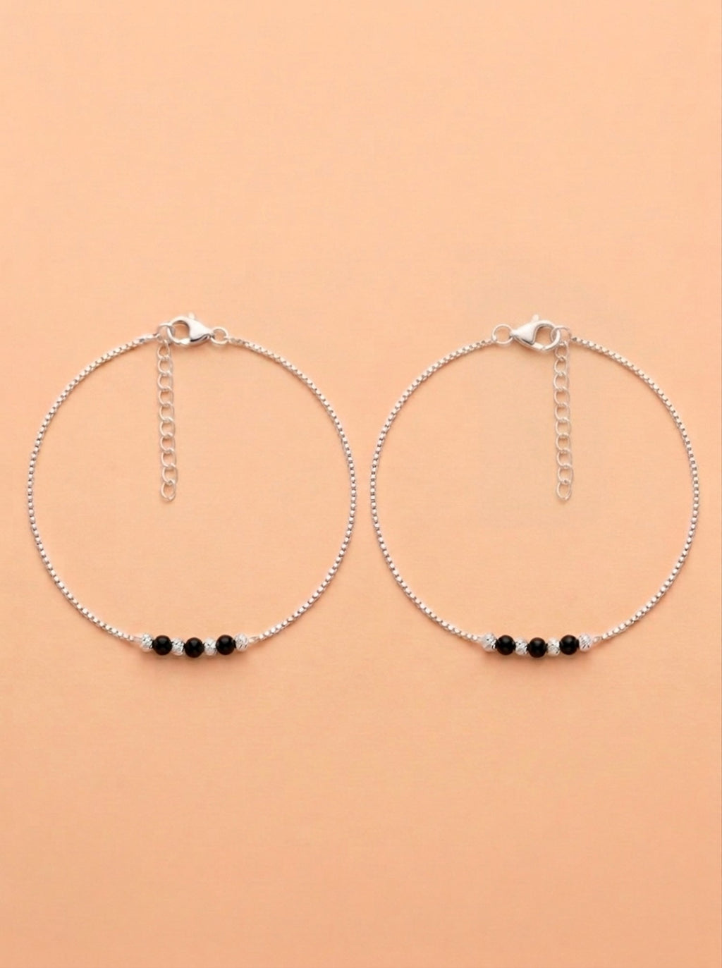 Midnight Stellar Box Chain Anklet Pair