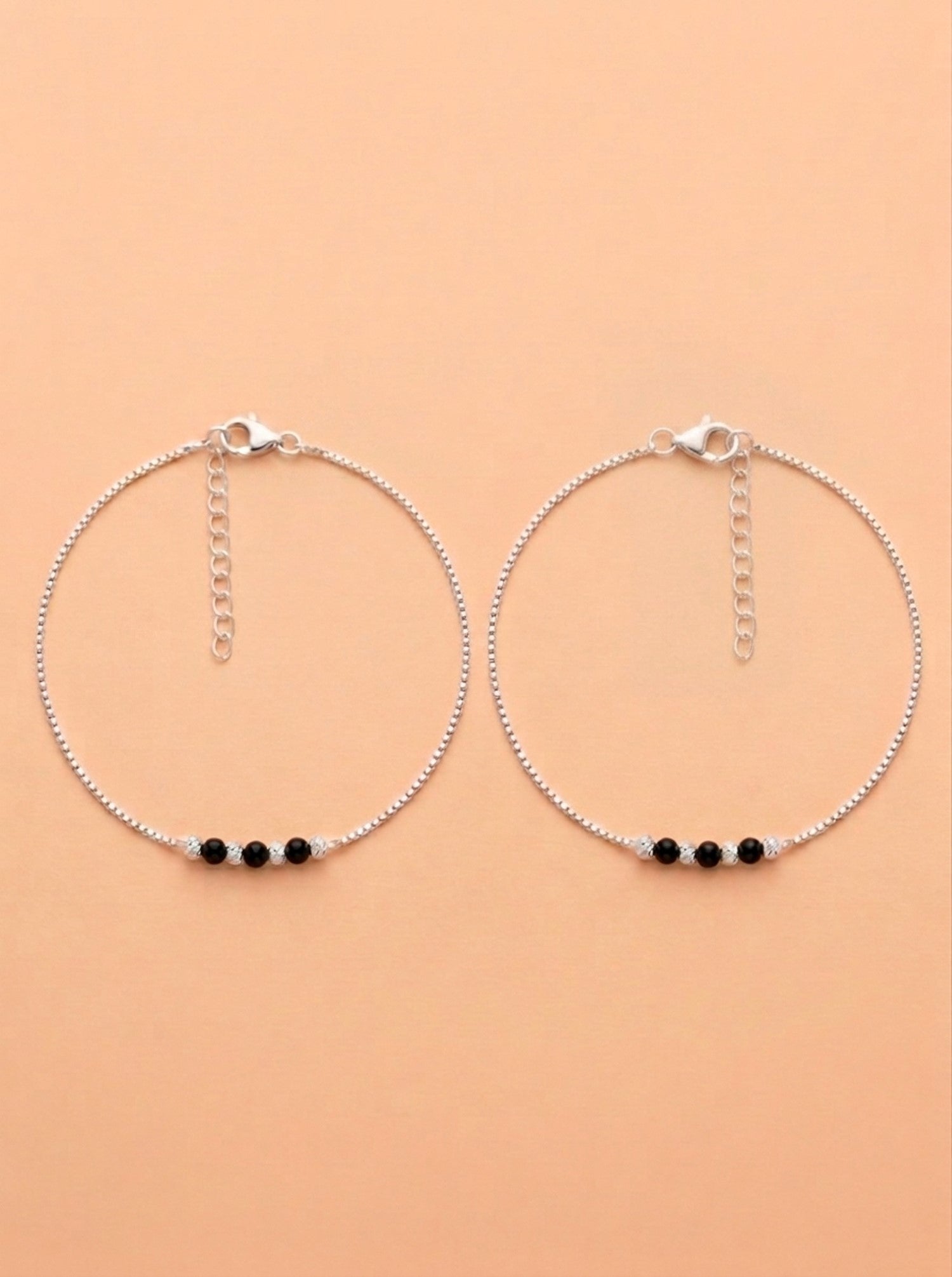 Midnight Stellar Box Chain Anklet Pair