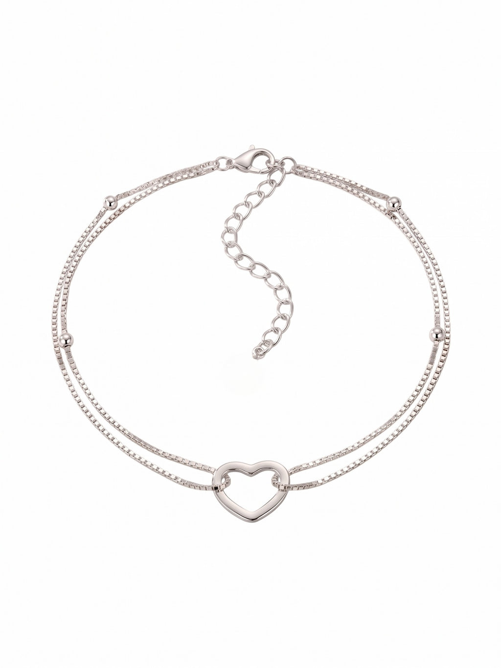 Double Layer Heart Charm Anklet