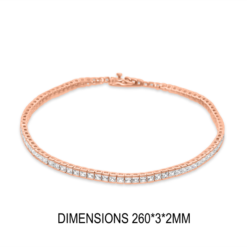 Princess-Cut CZ Rose Gold Tennis Anklet