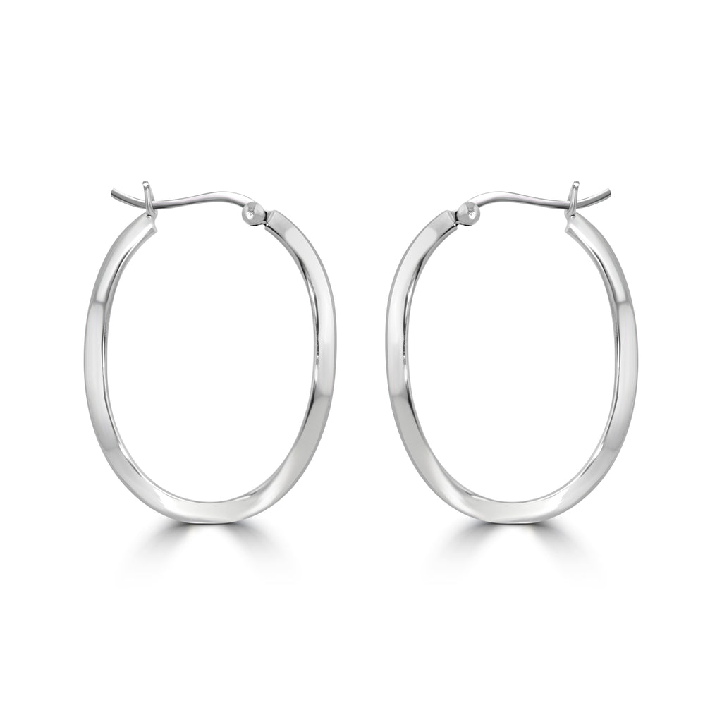 Silver Undulating Hoop Earrings