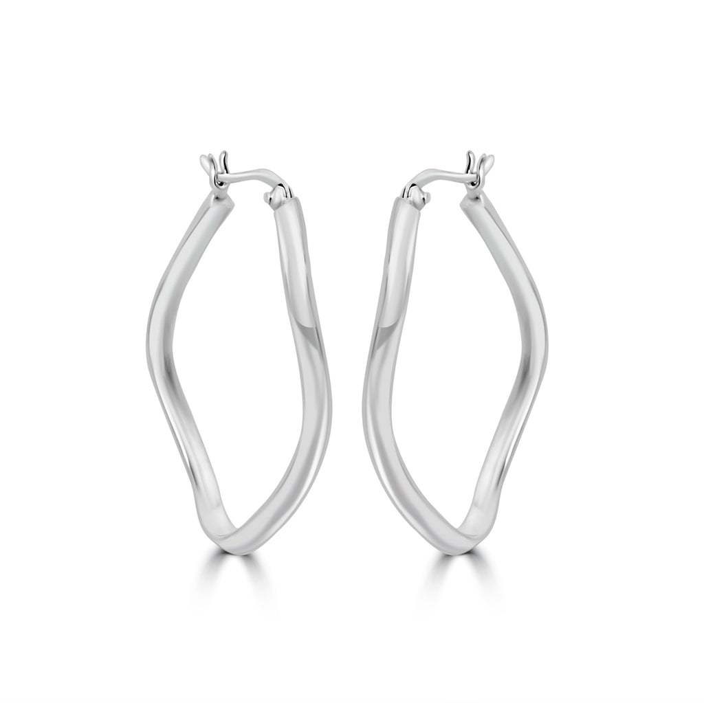 Silver Undulating Hoop Earrings