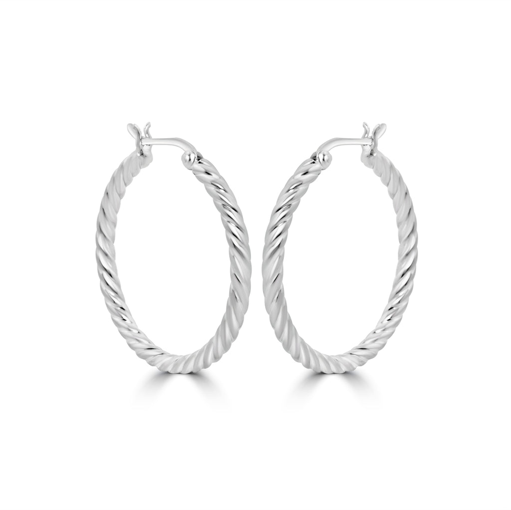 Silver Rope Twist Hoops