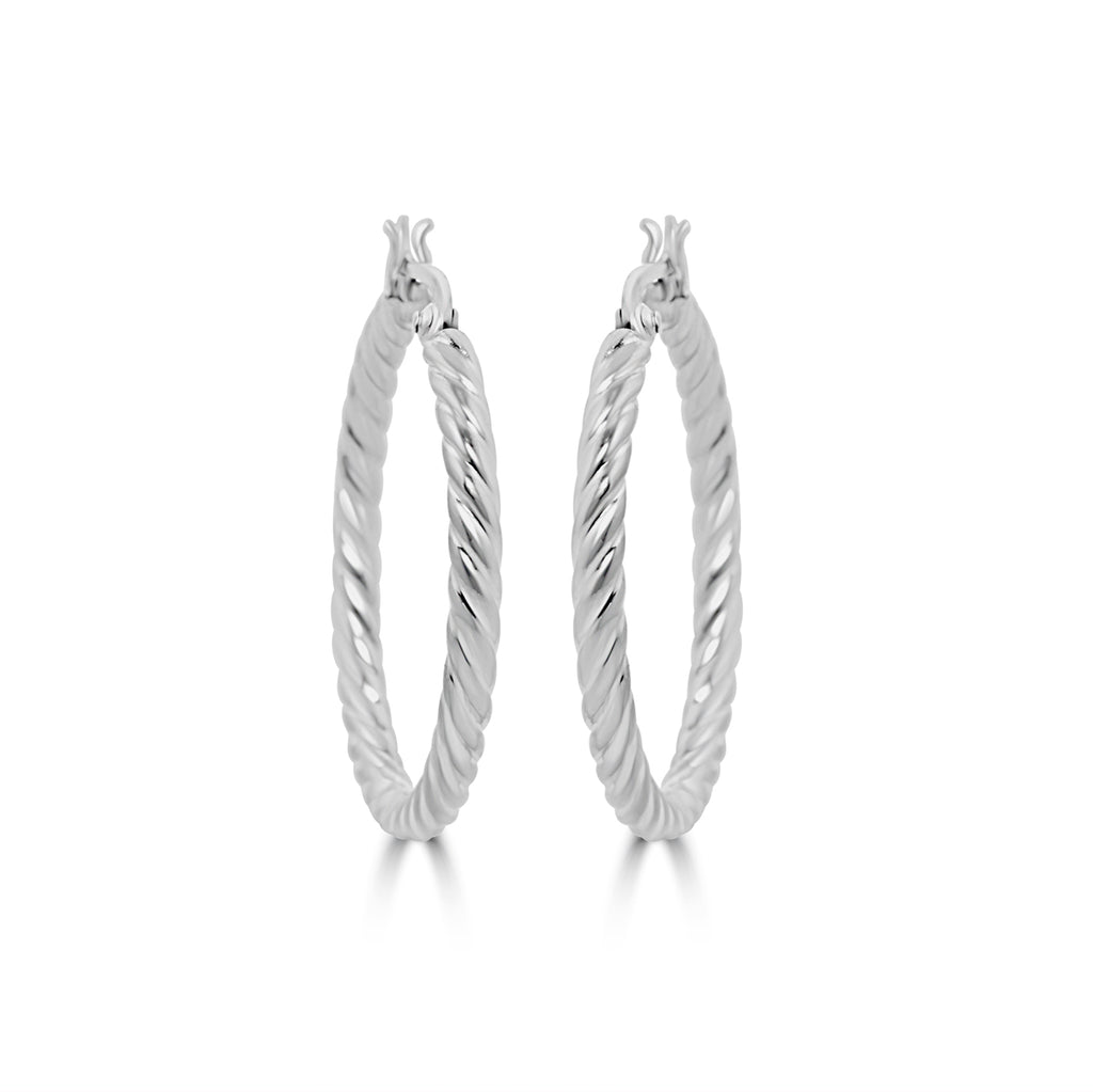 Silver Rope Twist Hoops