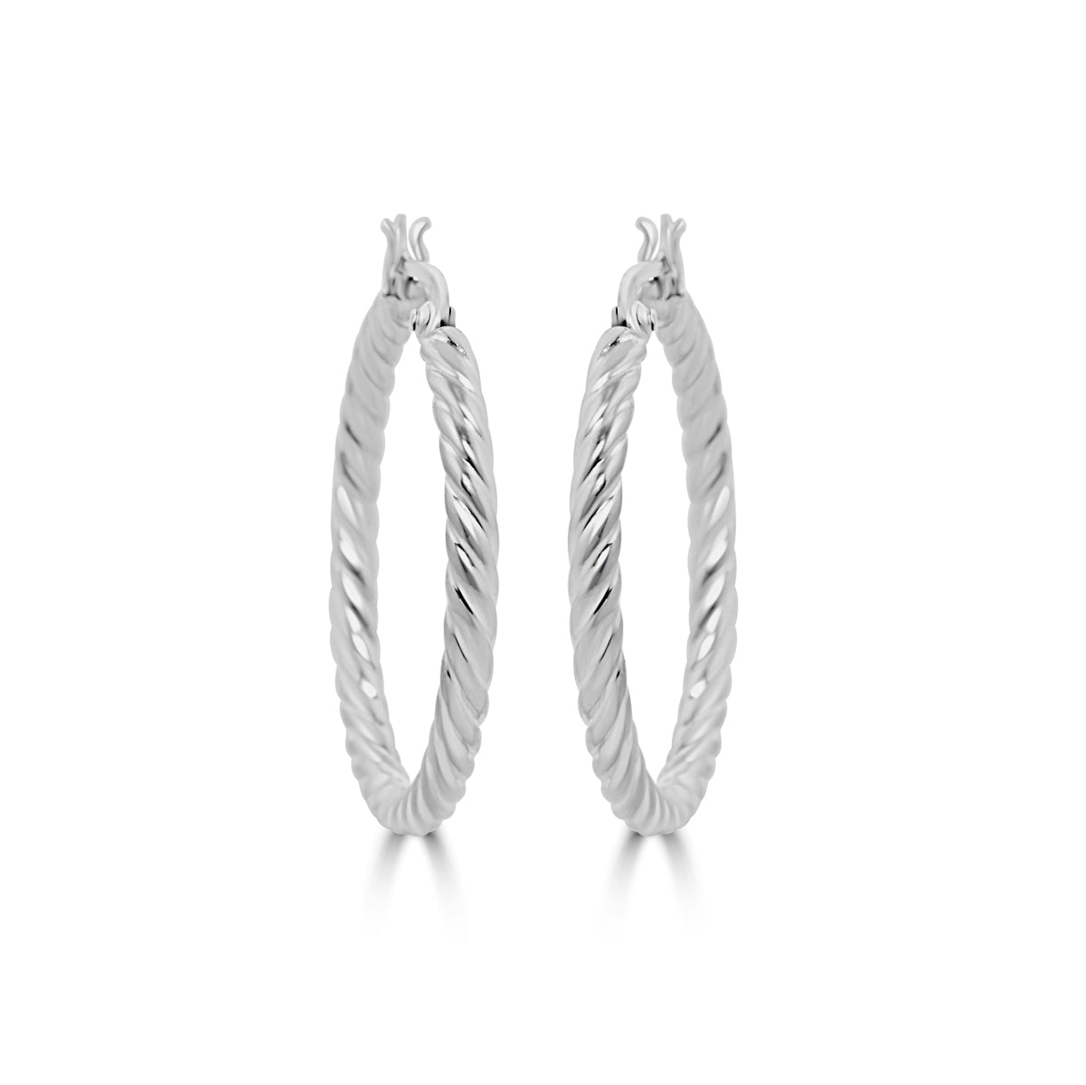 Silver Rope Twist Hoops