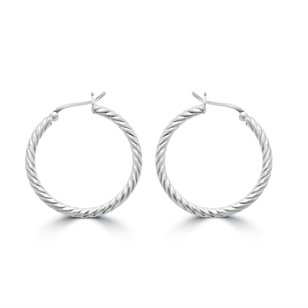 Silver Rope Twist Hoops