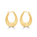 Gilded Fluted Ellipse Hoops