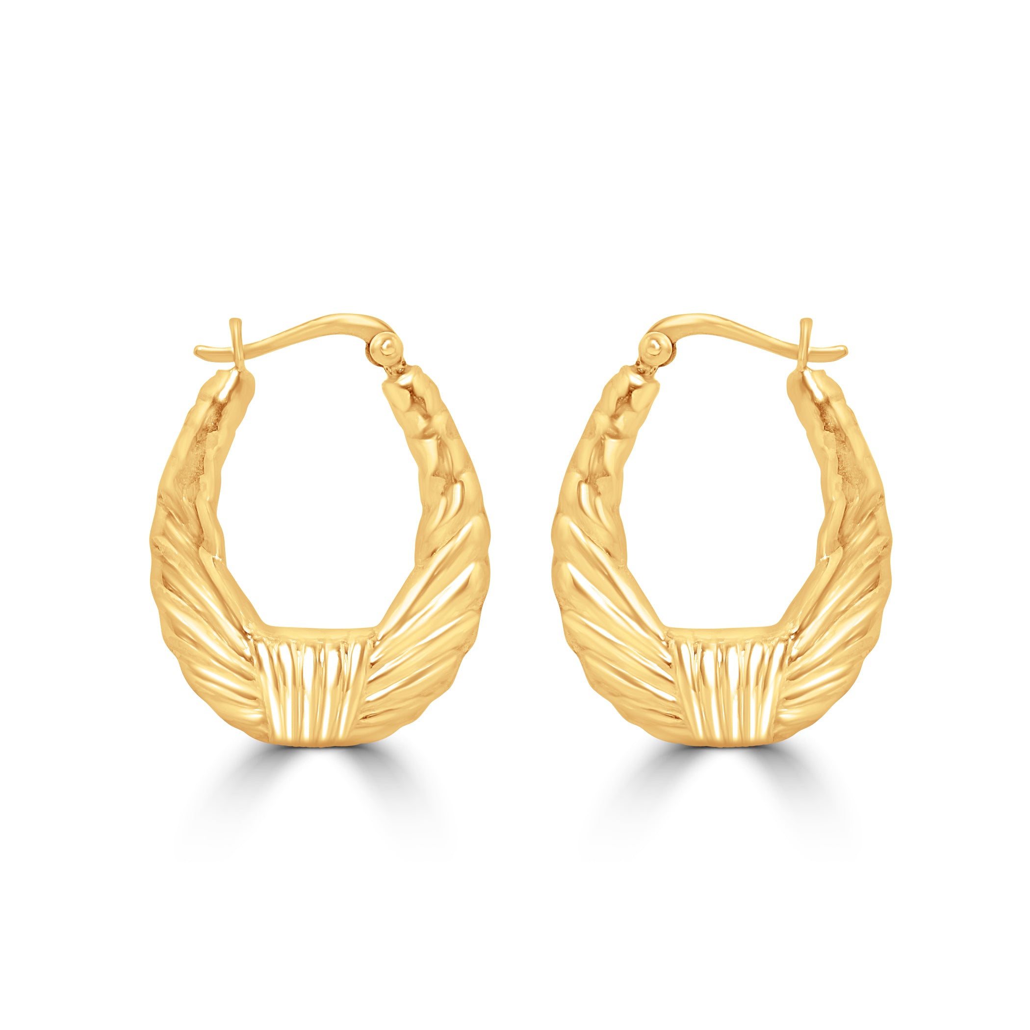 Gilded Fluted Ellipse Hoops