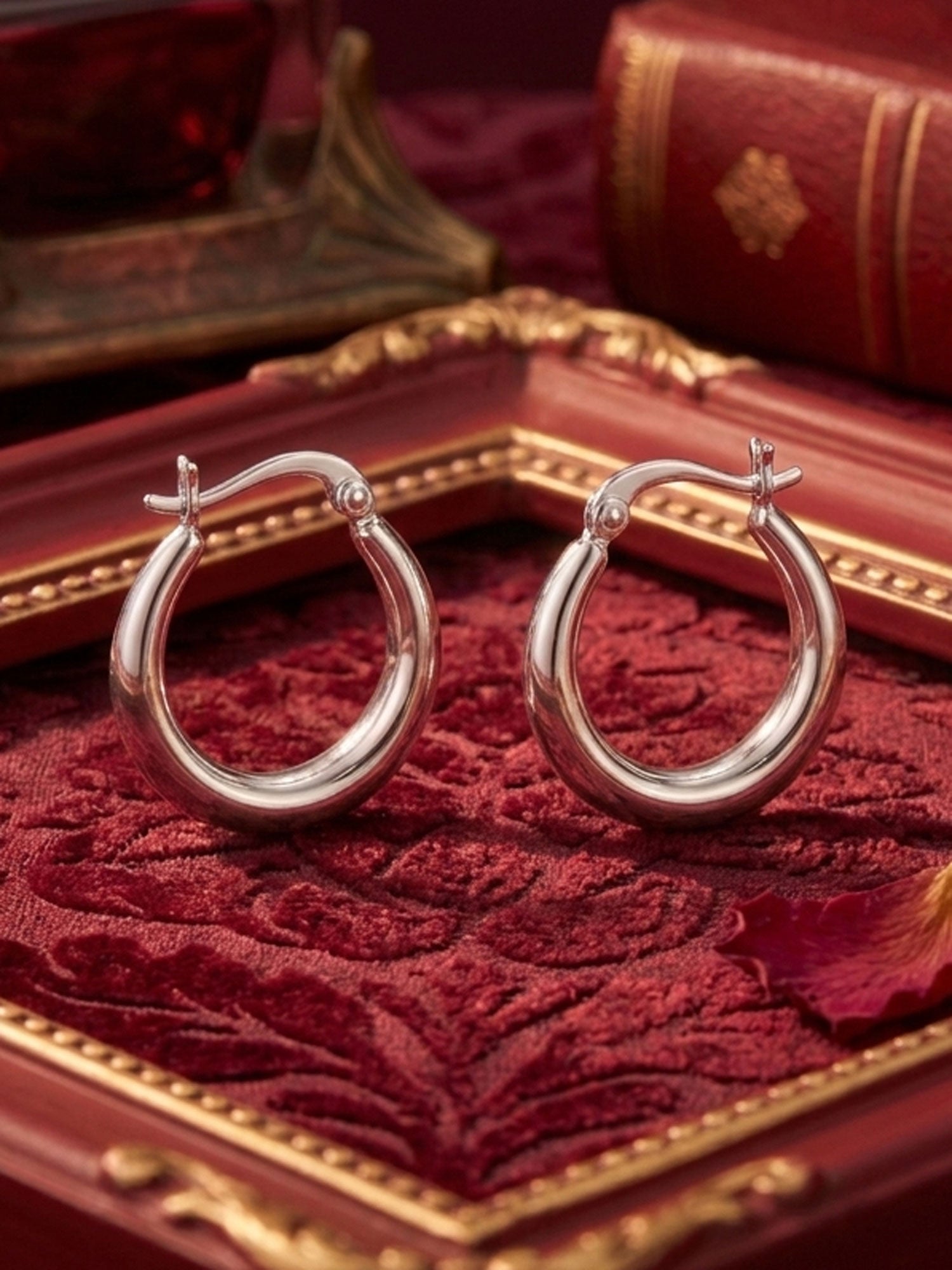 Polished Eclipse Silver Hoops