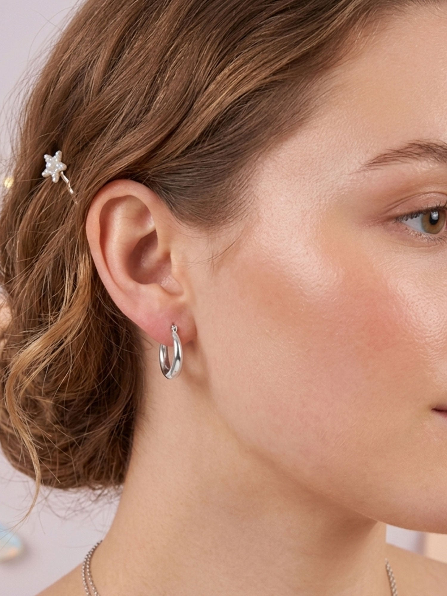 Polished Eclipse Silver Hoops