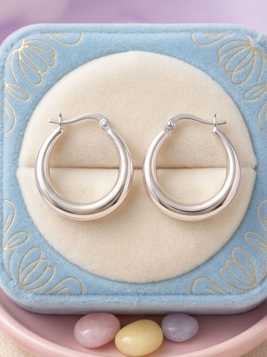 Polished Eclipse Silver Hoops