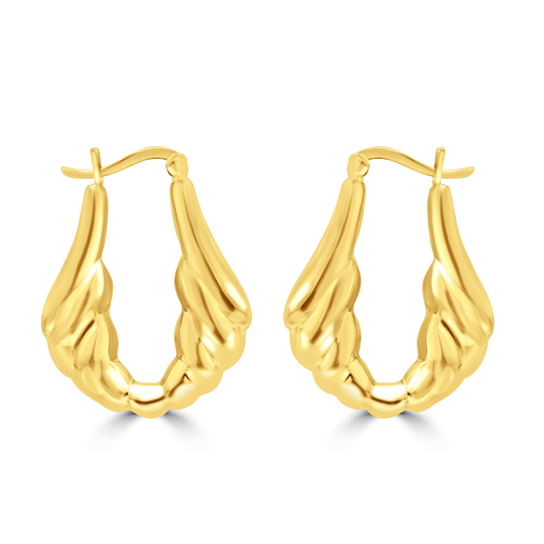 Gilded Scalloped Teardrop Hoops