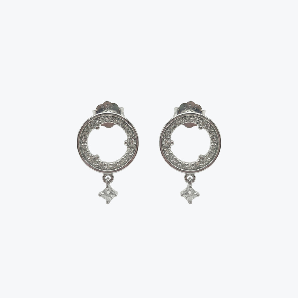 Pavé Circle Drop Earrings