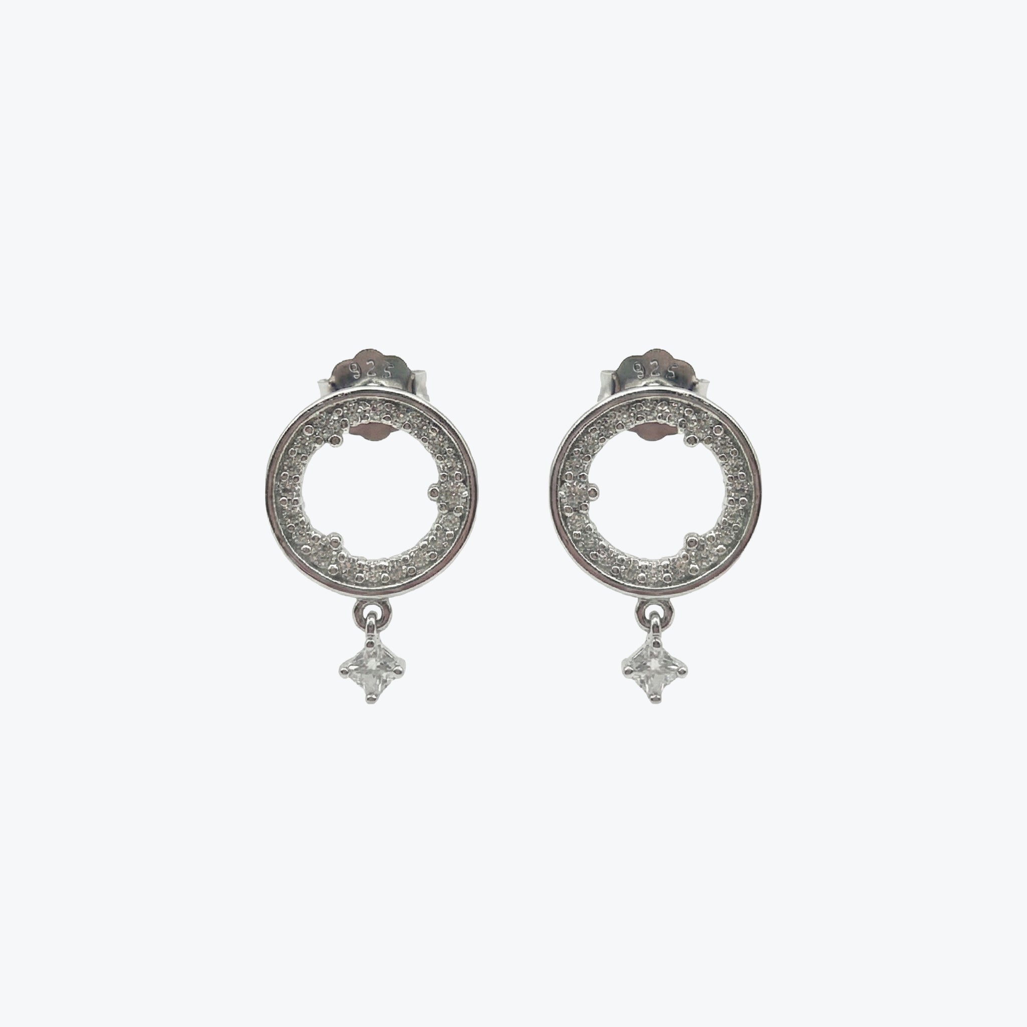 Pavé Circle Drop Earrings