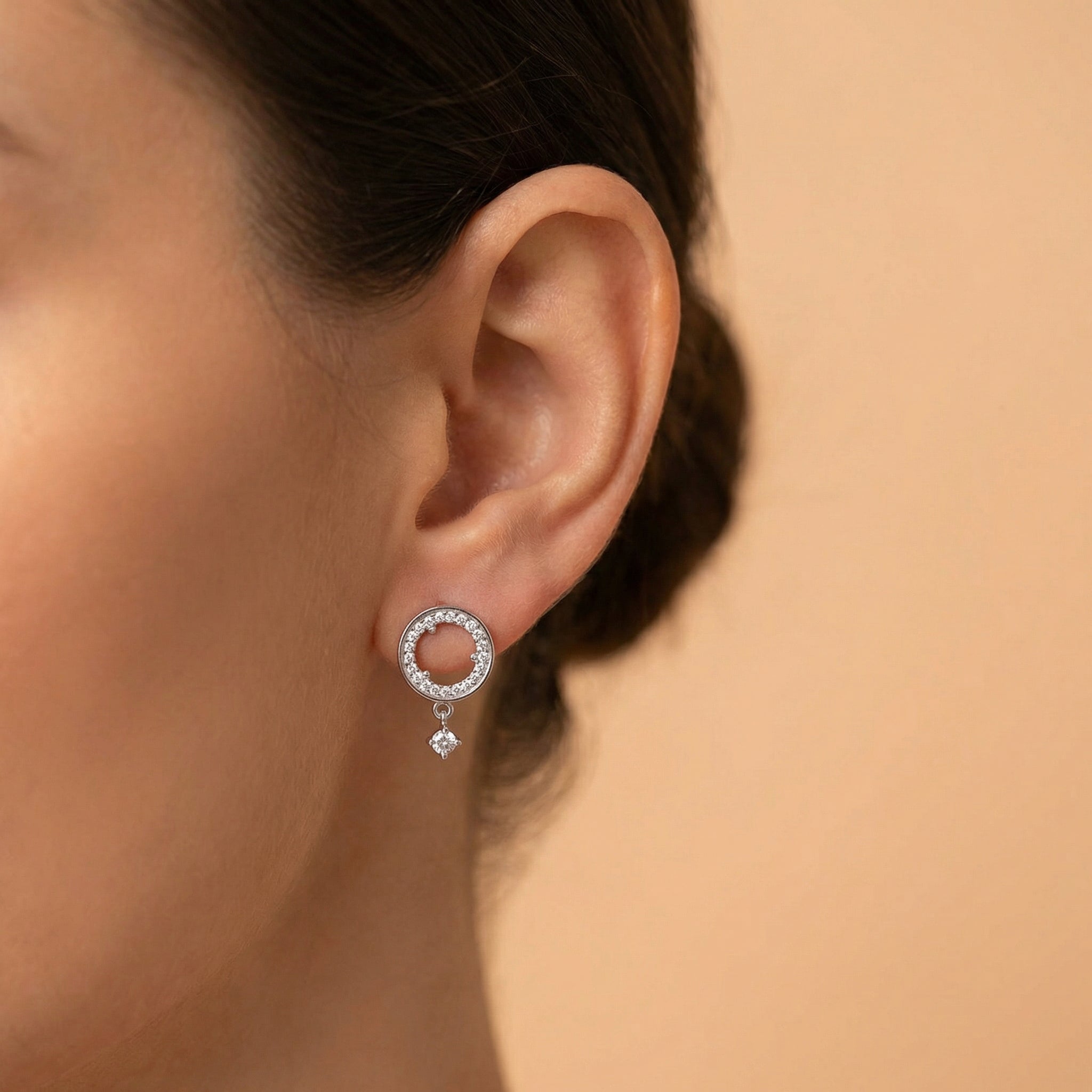Pavé Circle Drop Earrings