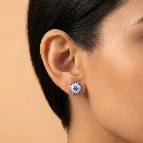 Cerulean Halo Studs in 925 sterling silver — 925 Siller