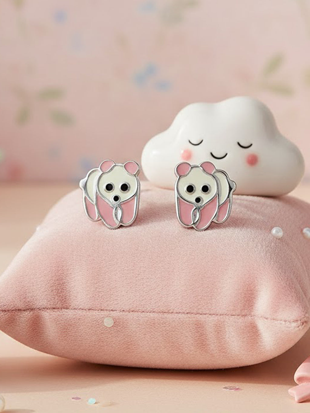 Pastel Panda Silver Studs