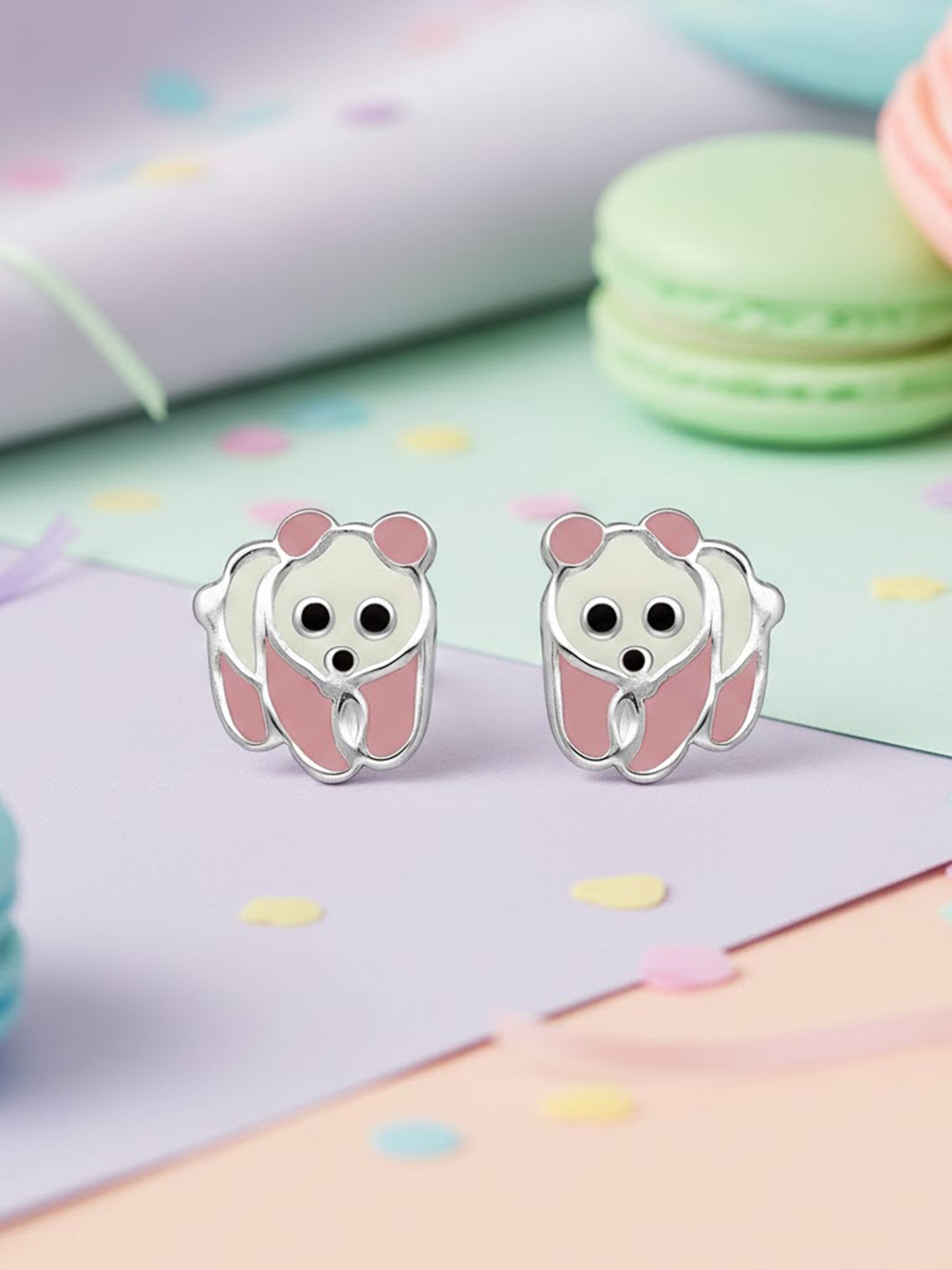 Pastel Panda Silver Studs