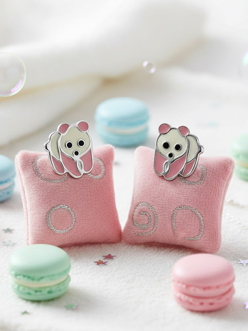Pastel Panda Silver Studs