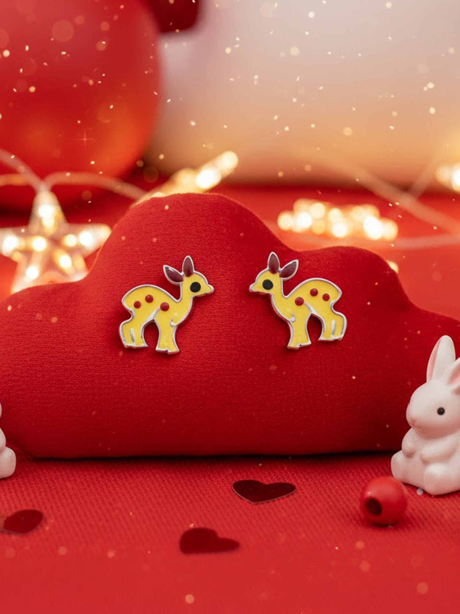 Enamel Fawn Stud Earrings