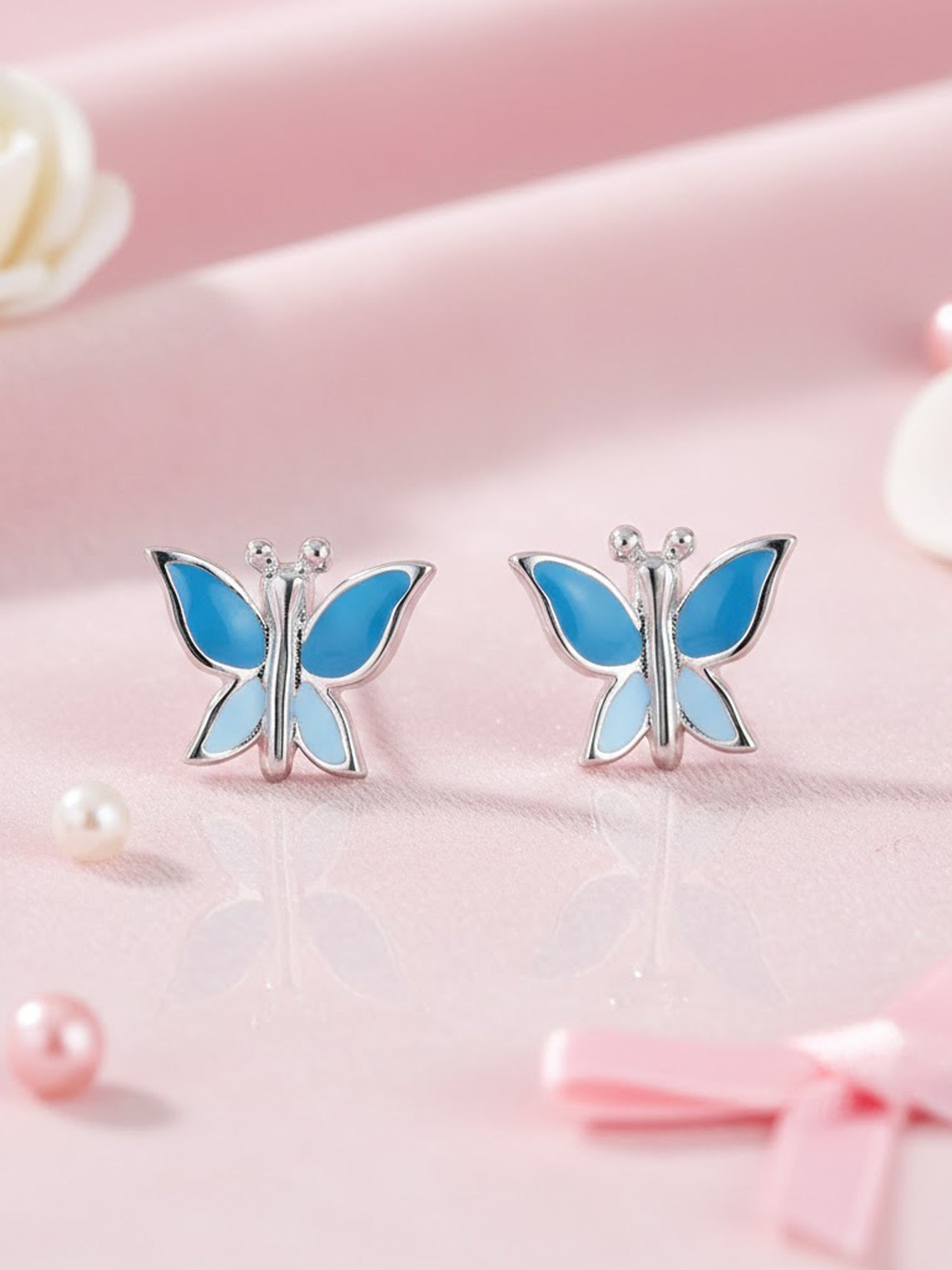 Fluttering Butterfly Enamel Studs