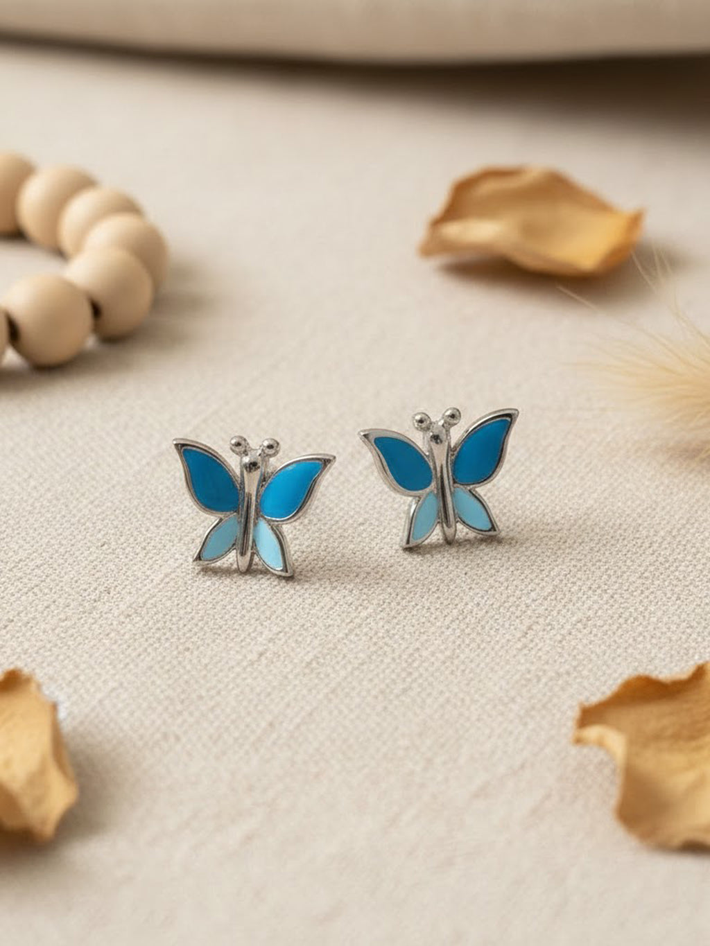 Fluttering Butterfly Enamel Studs