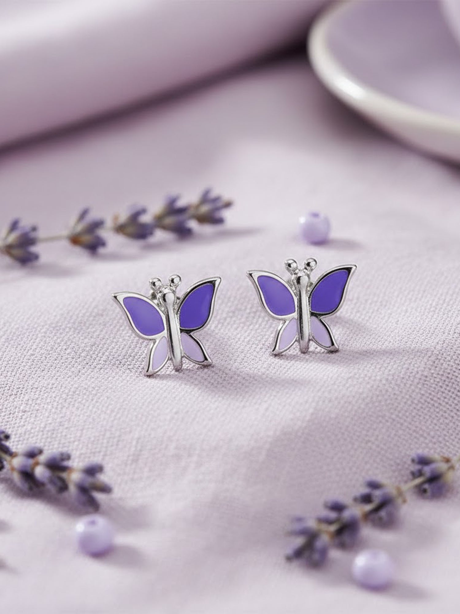 Fluttering Butterfly Enamel Studs
