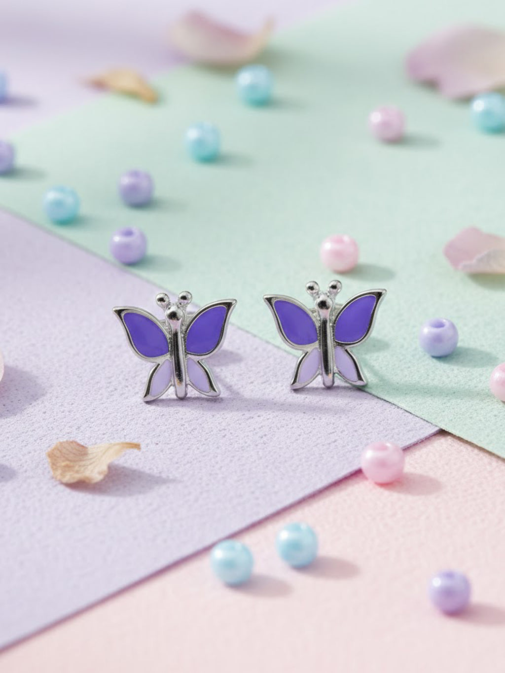 Fluttering Butterfly Enamel Studs
