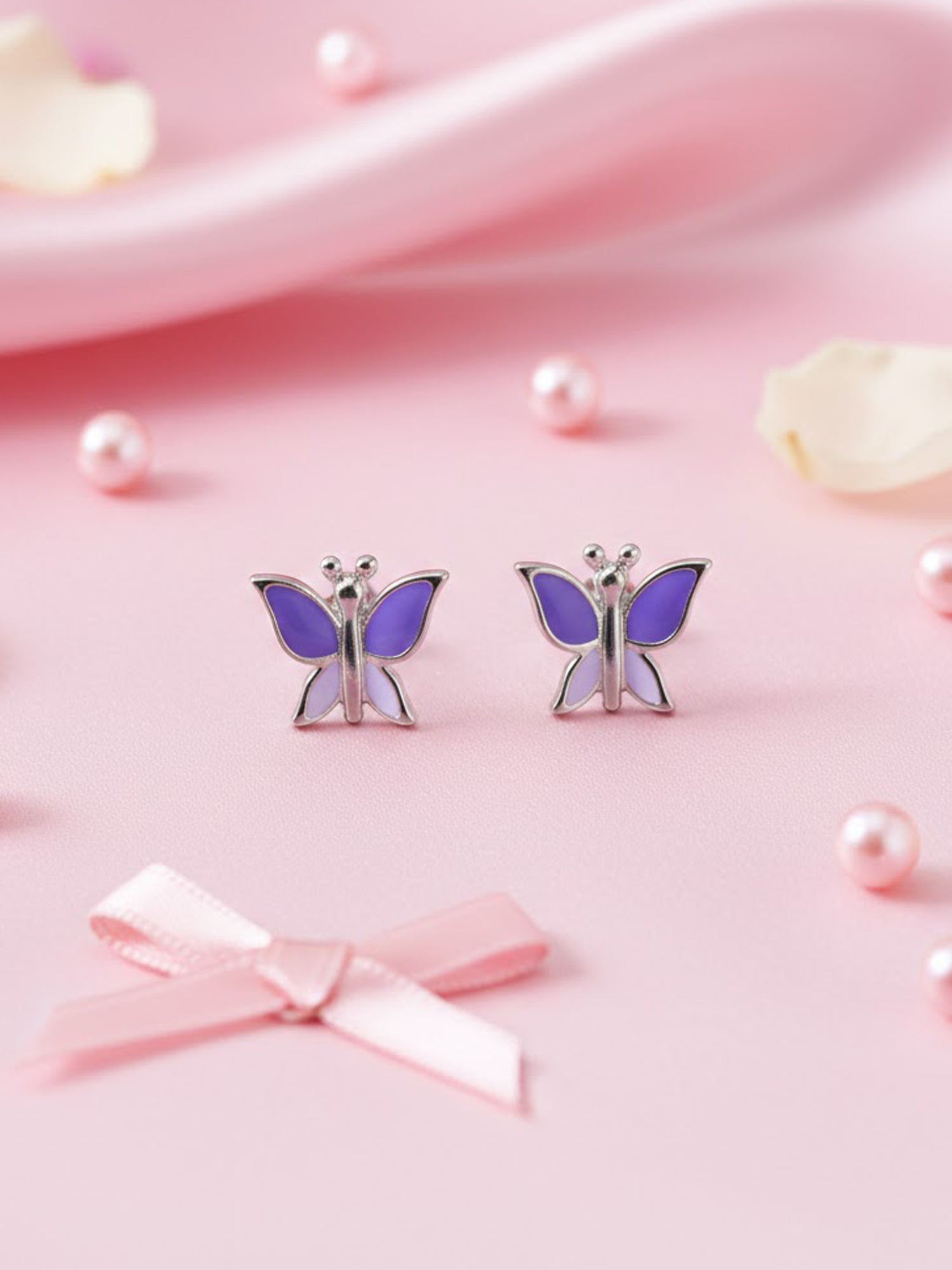 Fluttering Butterfly Enamel Studs