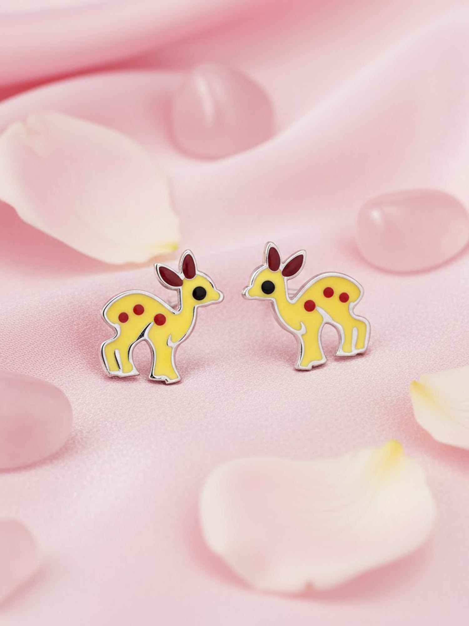 Enamel Fawn Stud Earrings