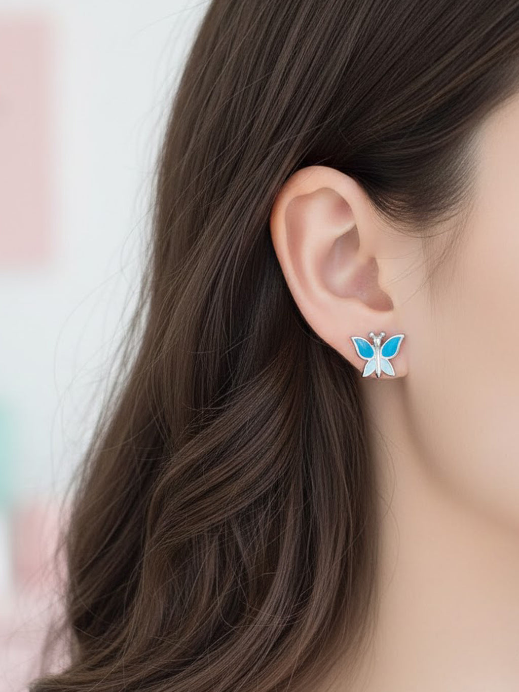 Fluttering Butterfly Enamel Studs