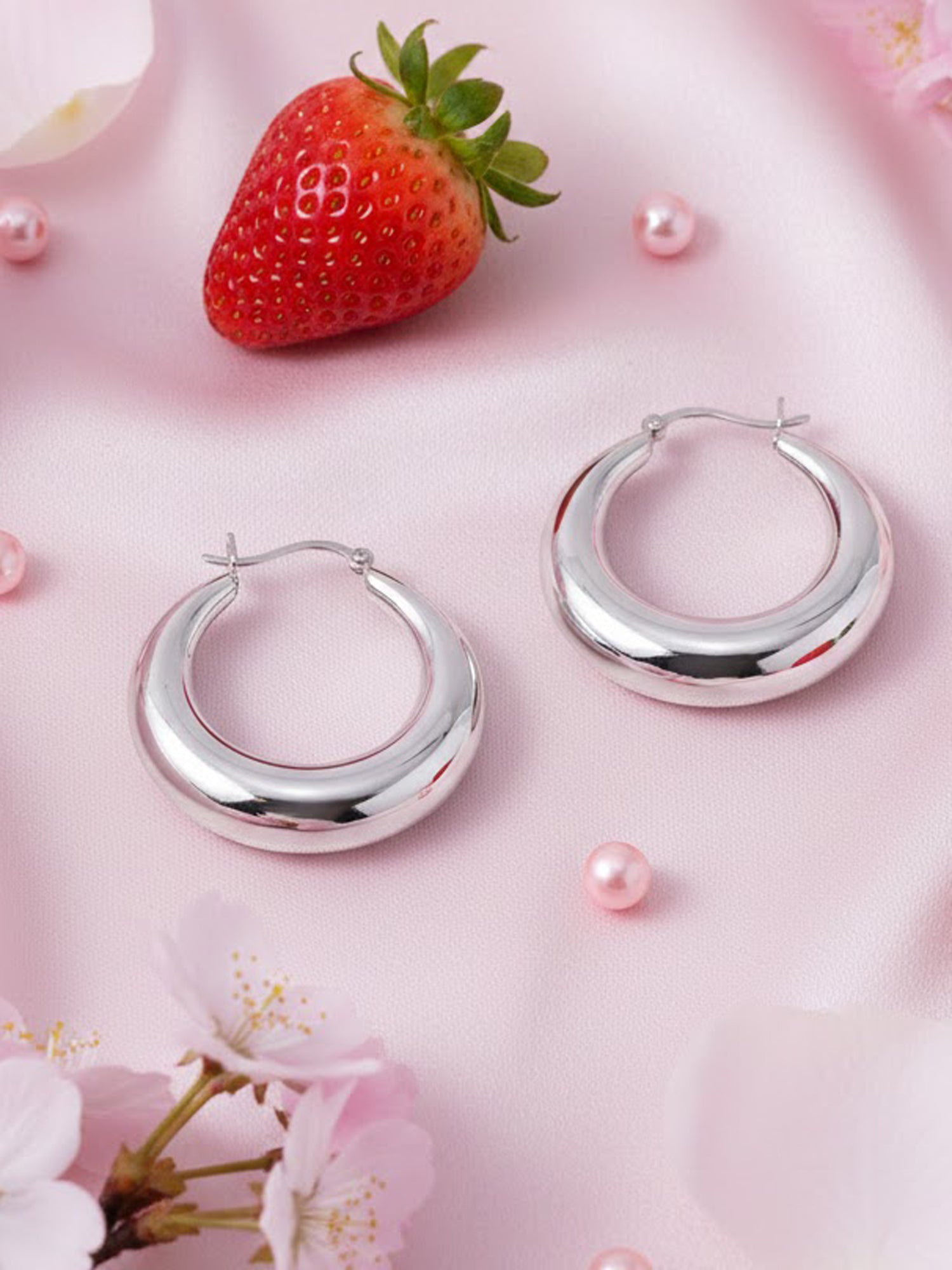 Polished Ellipse Silver Hoops