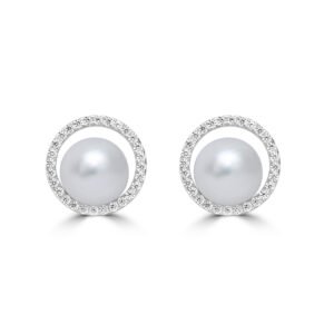 925 Silver Pearl Zircon Classic Stud Earrings for Women